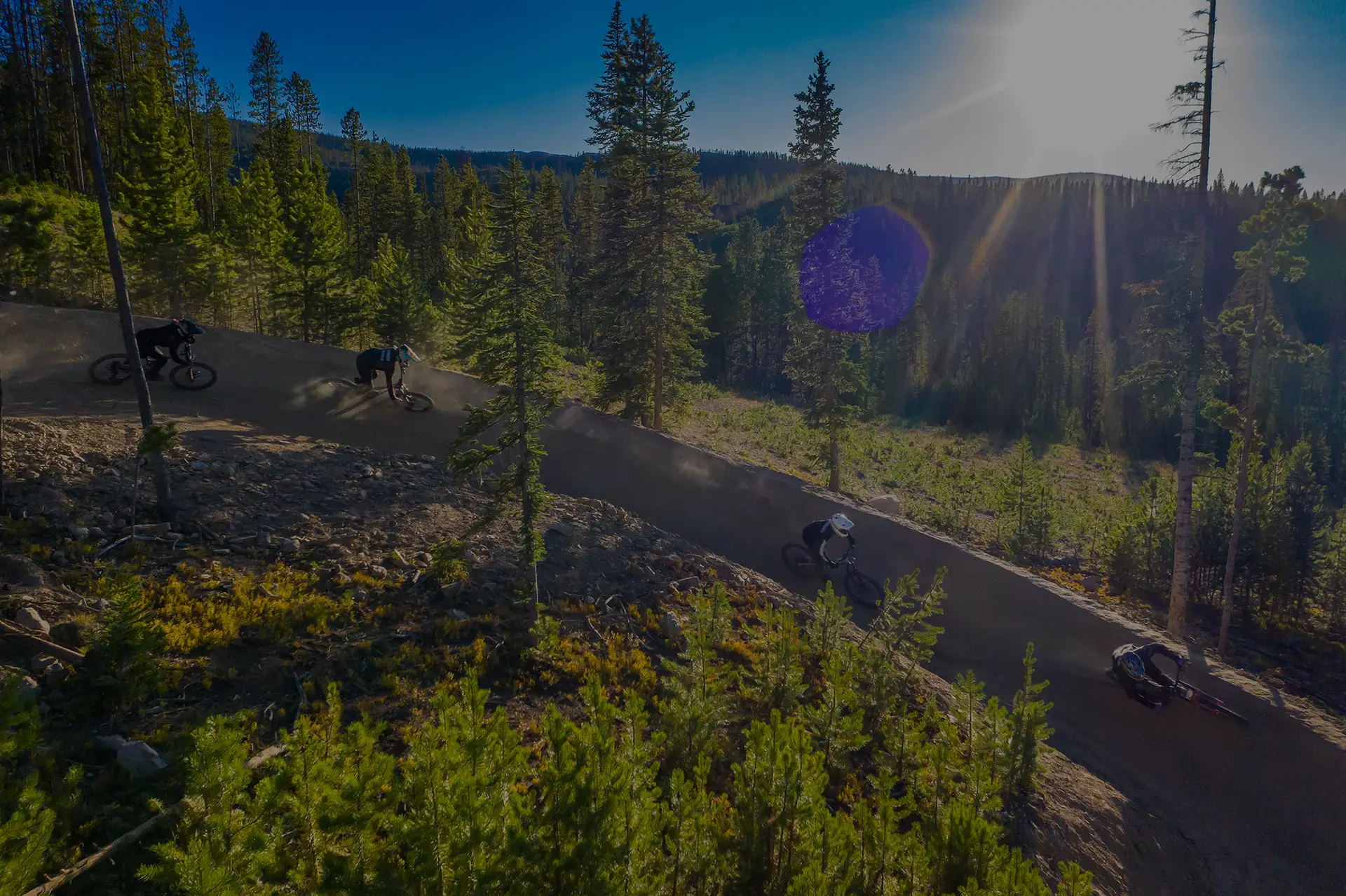 Bikers on trail at Trestle Bike Park
